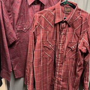 Red Plaid Western Button-Up Shirt - Men's